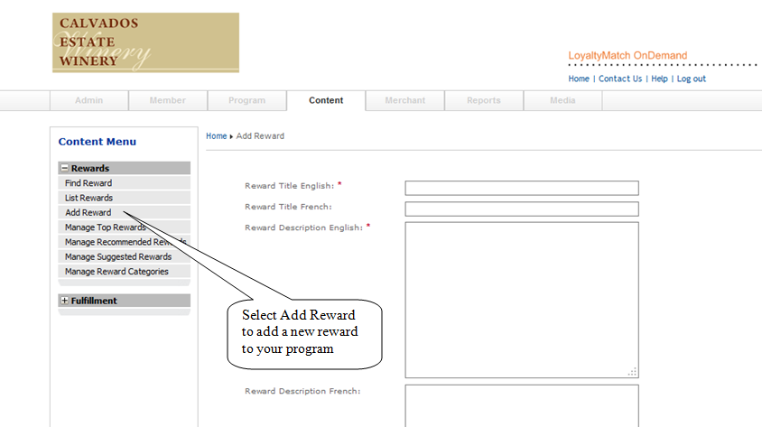 Add reward form - first half