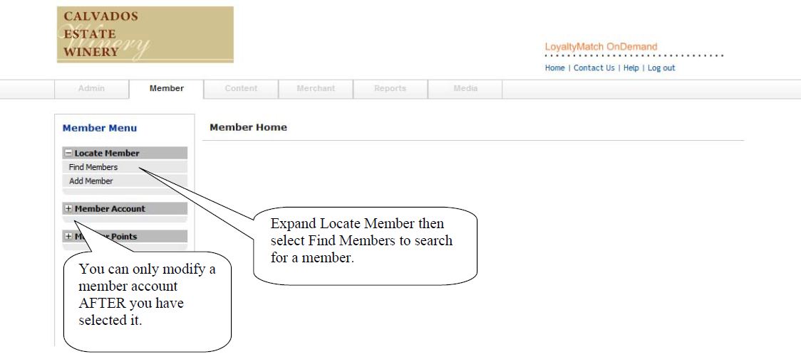 Find member search interface