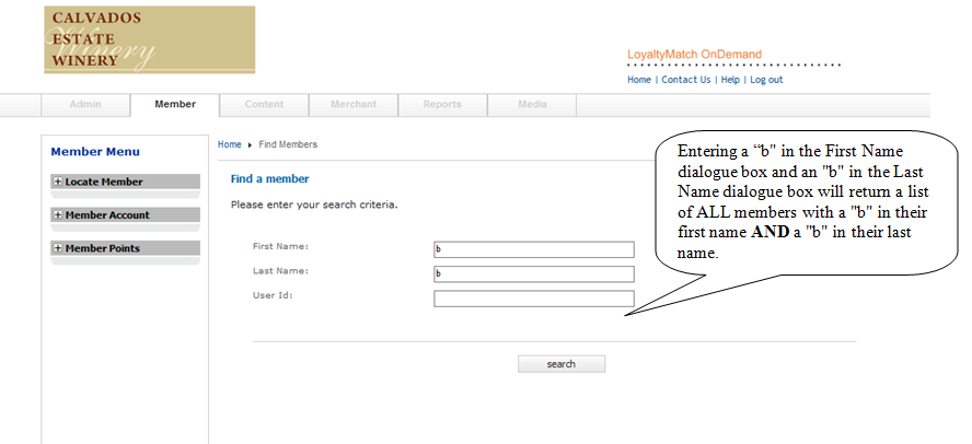 Member search example with criteria