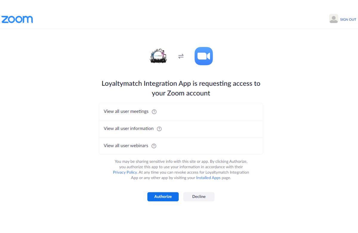 Zoom app installation